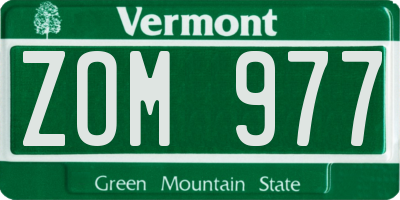 VT license plate ZOM977