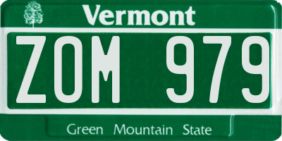 VT license plate ZOM979