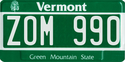 VT license plate ZOM990