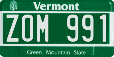 VT license plate ZOM991
