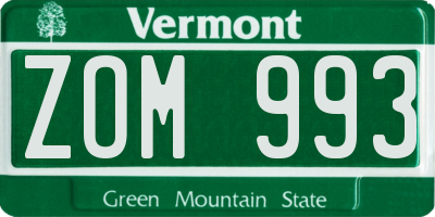 VT license plate ZOM993