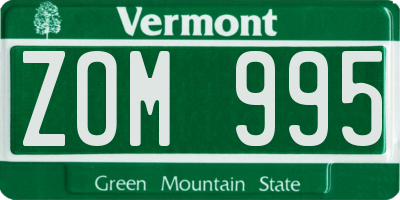 VT license plate ZOM995
