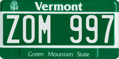VT license plate ZOM997