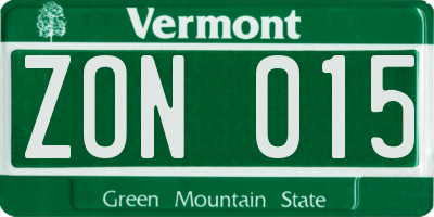 VT license plate ZON015