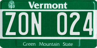 VT license plate ZON024