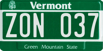 VT license plate ZON037