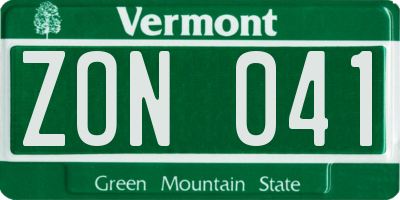 VT license plate ZON041