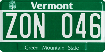 VT license plate ZON046