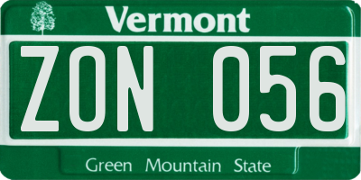 VT license plate ZON056