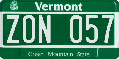 VT license plate ZON057