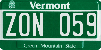 VT license plate ZON059