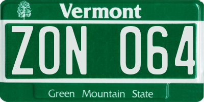 VT license plate ZON064