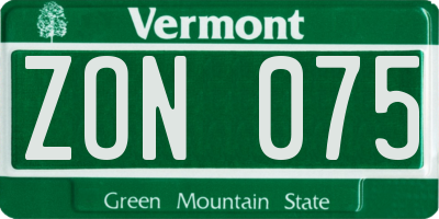VT license plate ZON075