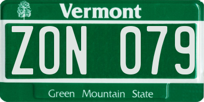 VT license plate ZON079