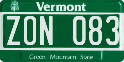 VT license plate ZON083