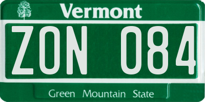 VT license plate ZON084