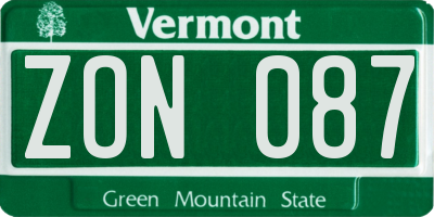 VT license plate ZON087