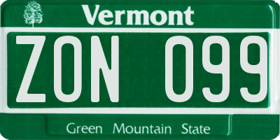 VT license plate ZON099