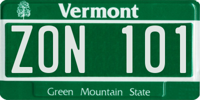VT license plate ZON101