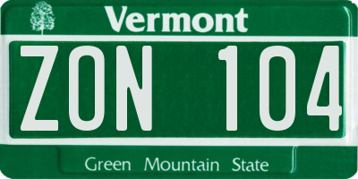 VT license plate ZON104