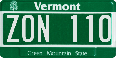 VT license plate ZON110