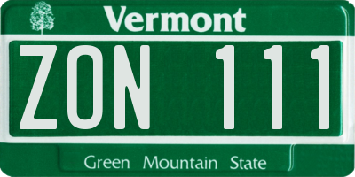 VT license plate ZON111
