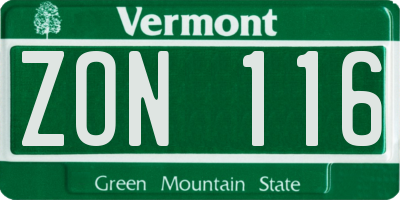 VT license plate ZON116