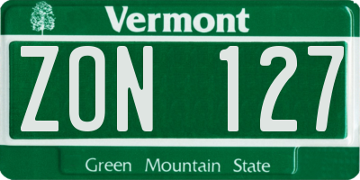 VT license plate ZON127