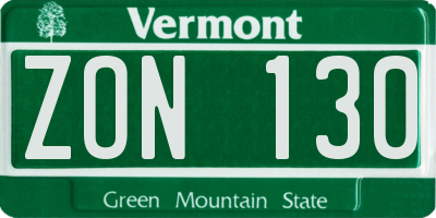 VT license plate ZON130