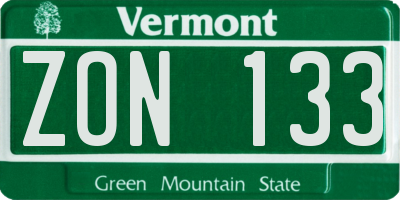VT license plate ZON133