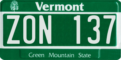 VT license plate ZON137