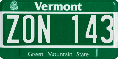 VT license plate ZON143