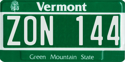 VT license plate ZON144