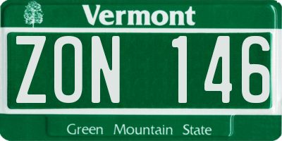 VT license plate ZON146