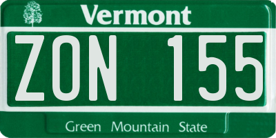 VT license plate ZON155