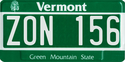 VT license plate ZON156