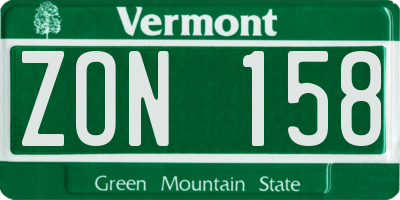 VT license plate ZON158