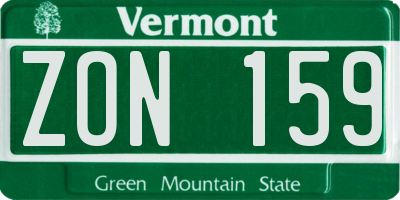 VT license plate ZON159