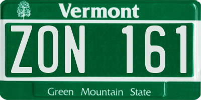 VT license plate ZON161