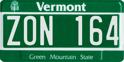 VT license plate ZON164