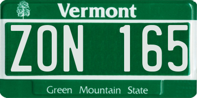 VT license plate ZON165