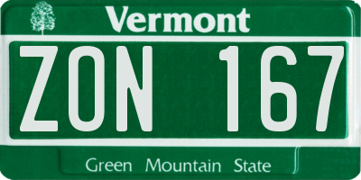 VT license plate ZON167