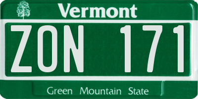 VT license plate ZON171
