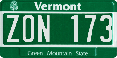 VT license plate ZON173