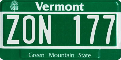 VT license plate ZON177