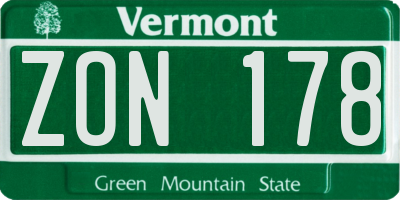 VT license plate ZON178