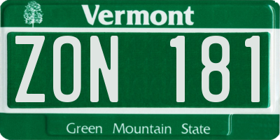 VT license plate ZON181