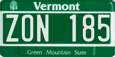VT license plate ZON185