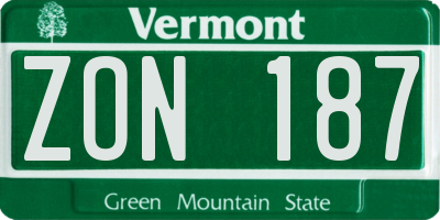 VT license plate ZON187
