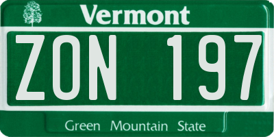 VT license plate ZON197